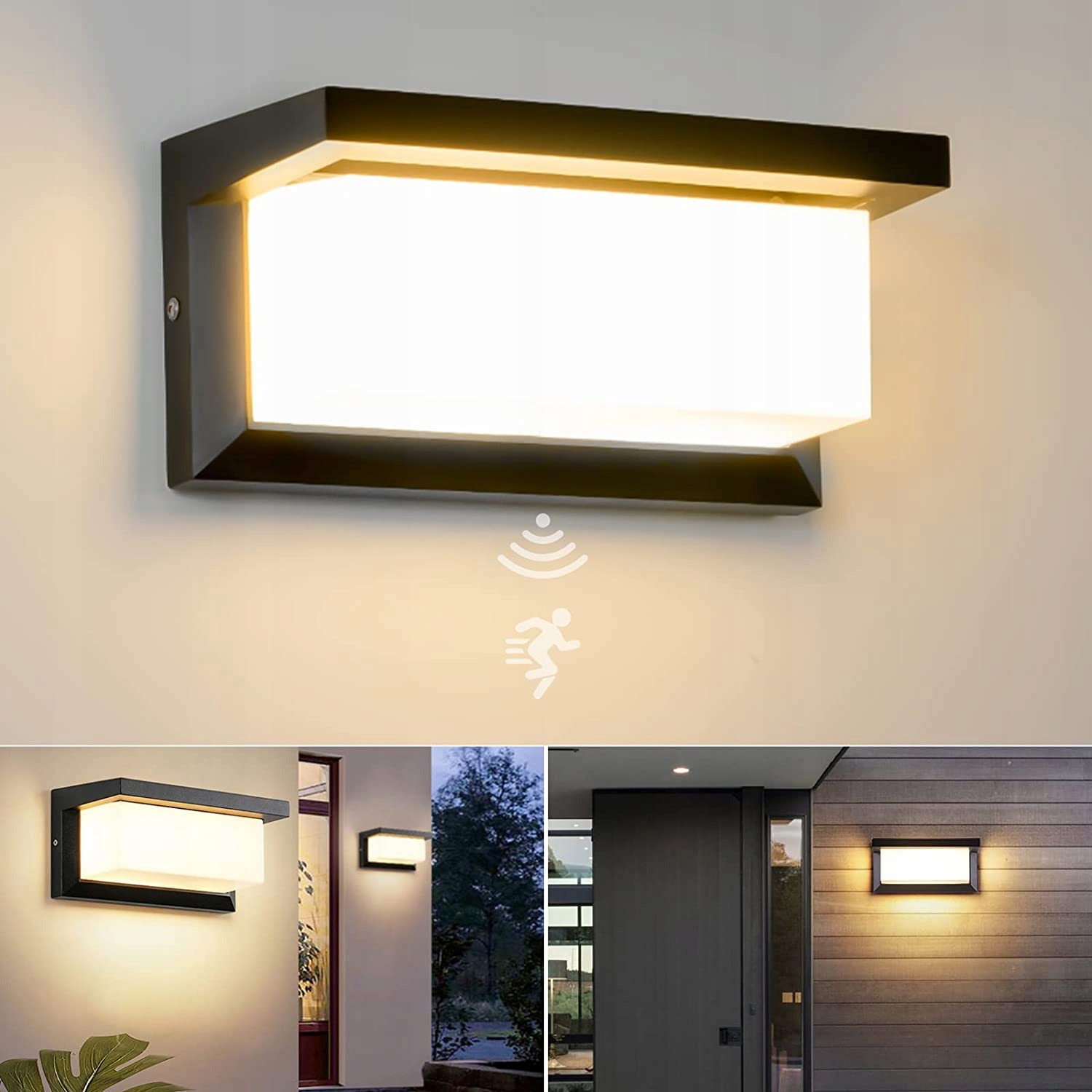 Čierne záhradné nástenné svietidlo Powerbang s integrovaným 18W LED zdrojom